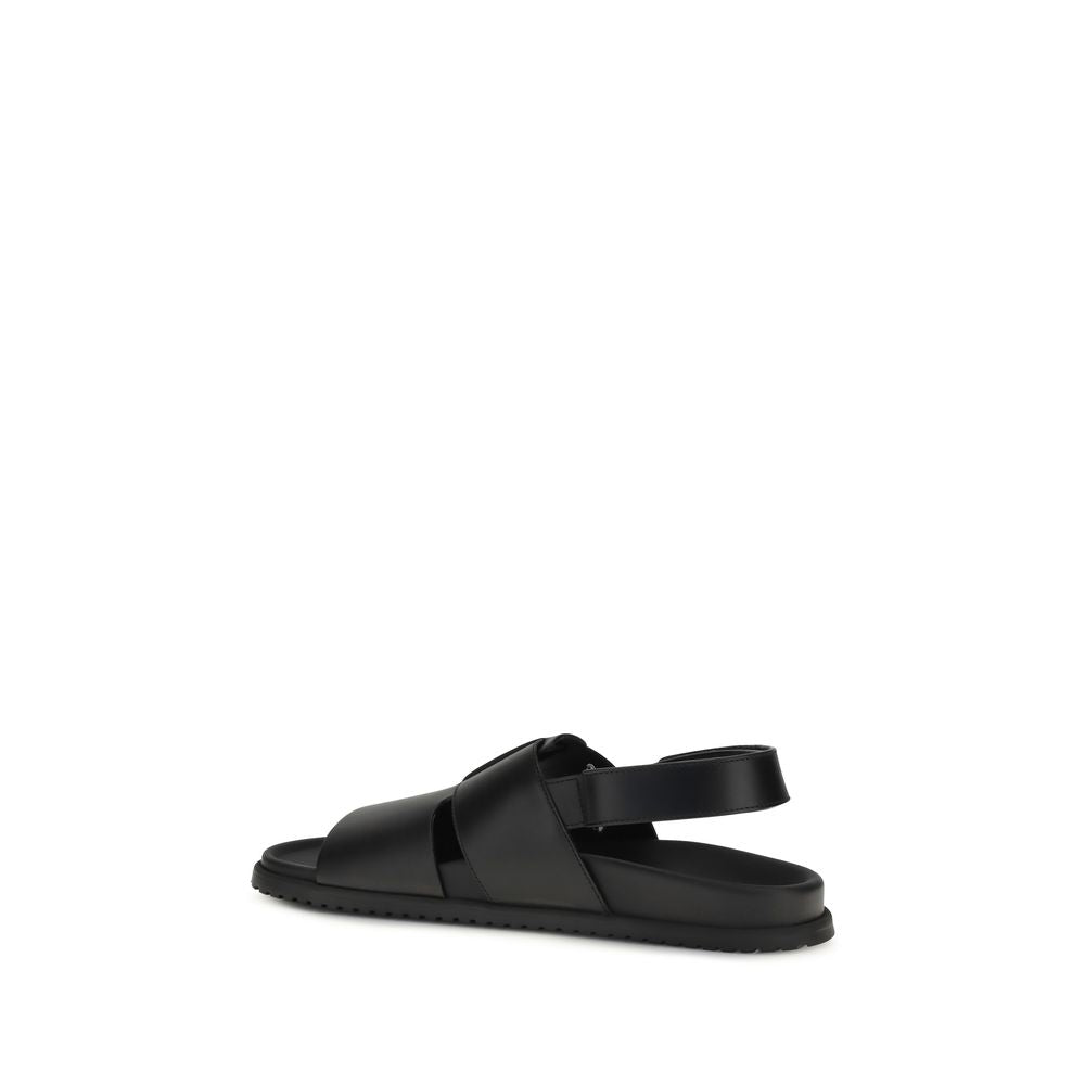 Dolce & Gabbana Calf Suede Flat Sandals in Black