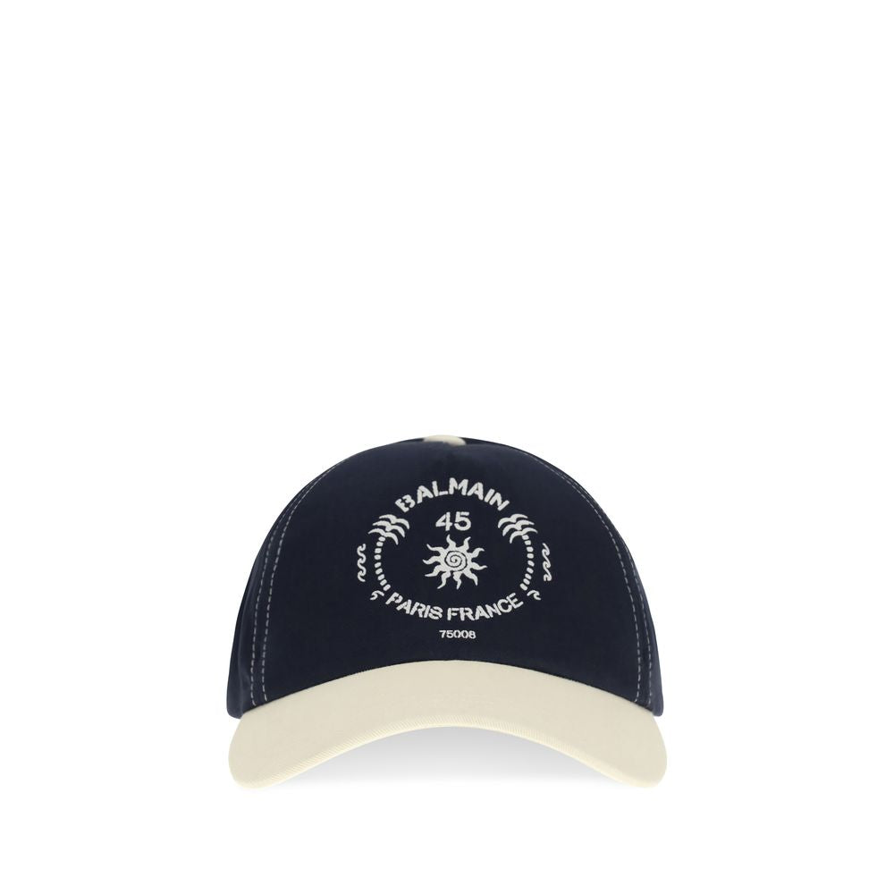 Βαμβακερό Baseball Cap Balmain με Logo σε Μπλε