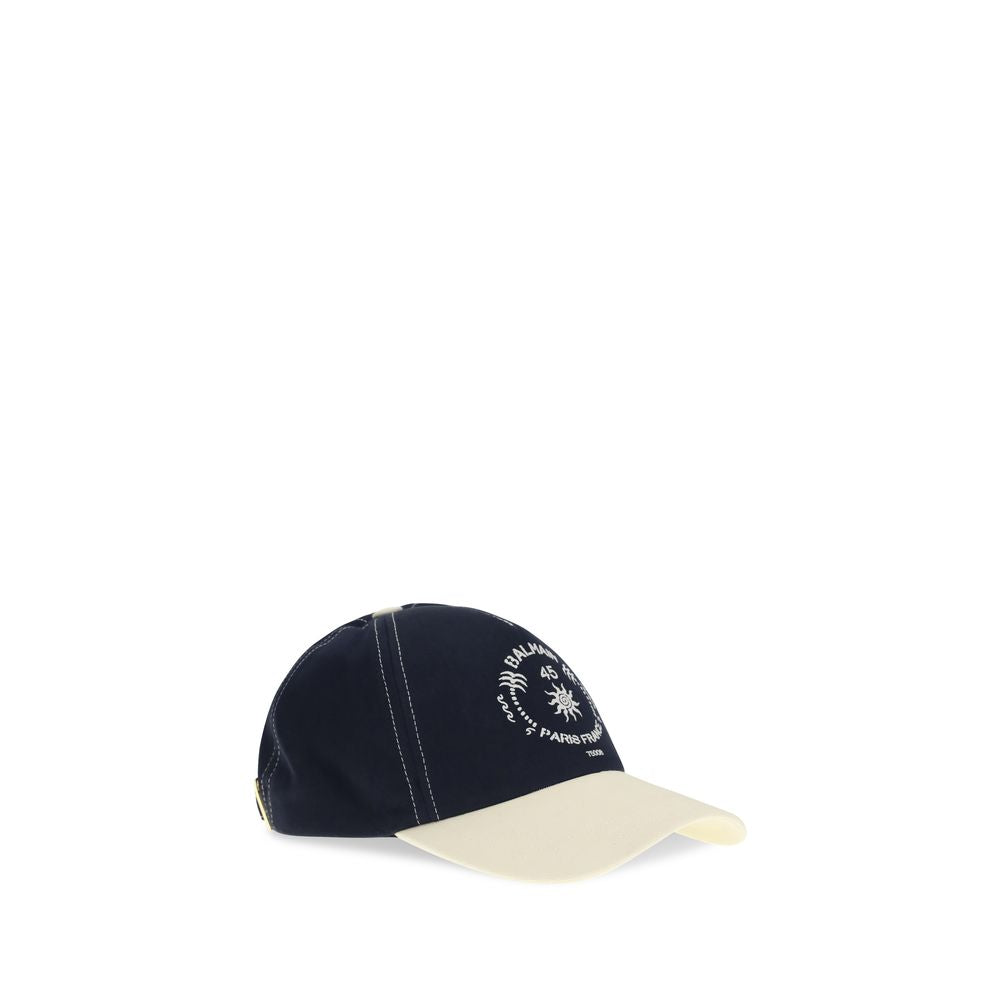 Βαμβακερό Baseball Cap Balmain με Logo σε Μπλε