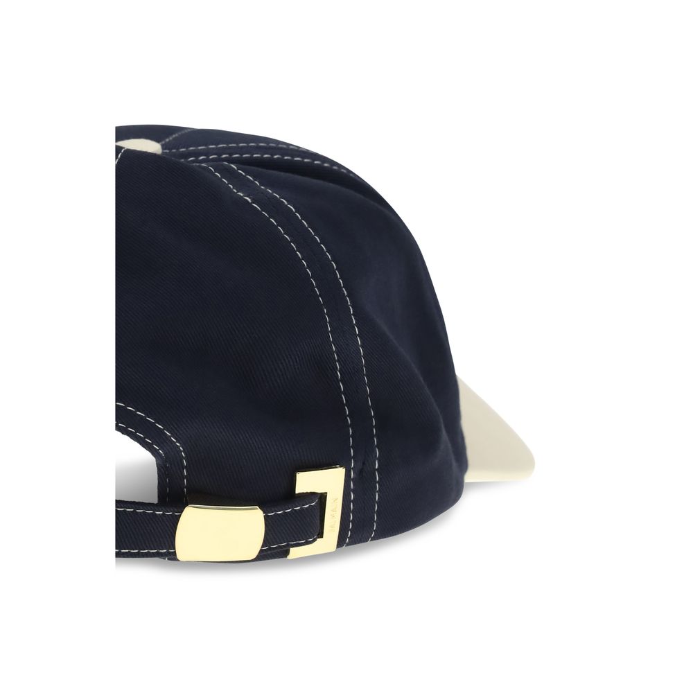 Βαμβακερό Baseball Cap Balmain σε Μπλε