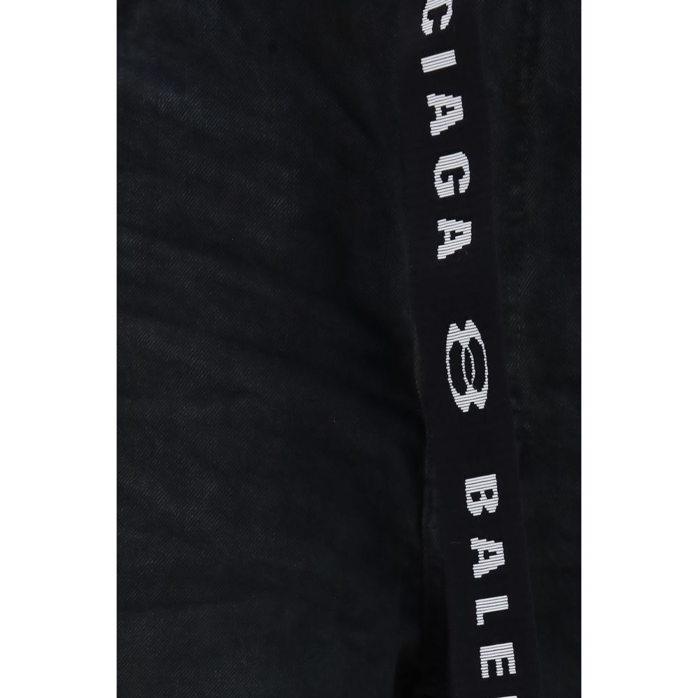 Balenciaga Distressed Cotton Bermuda Shorts in Black