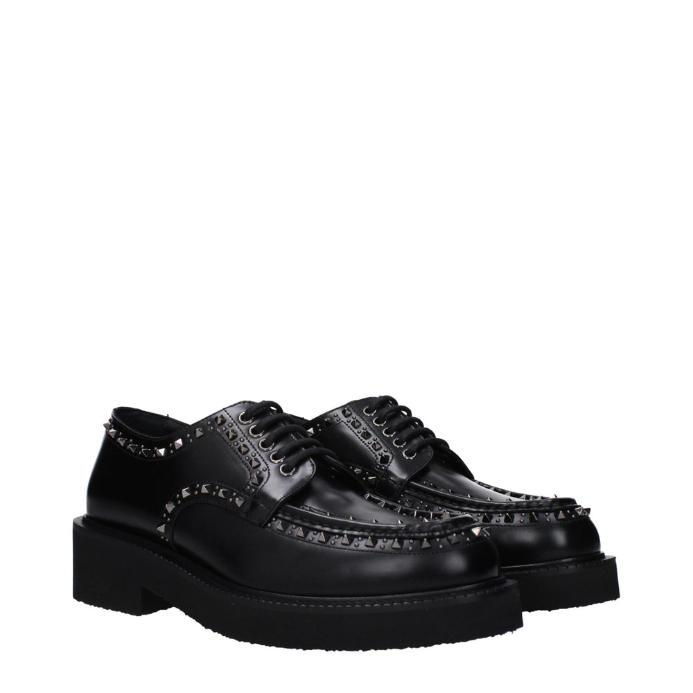 Valentino Garavani Leather Studded Oxford Shoes in Black