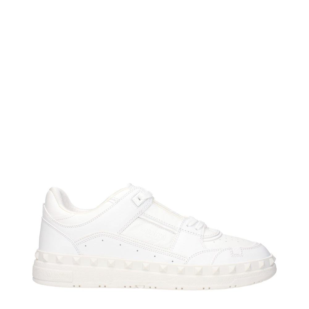 Valentino Garavani Full-Grain Calfskin Leather Sneakers in White