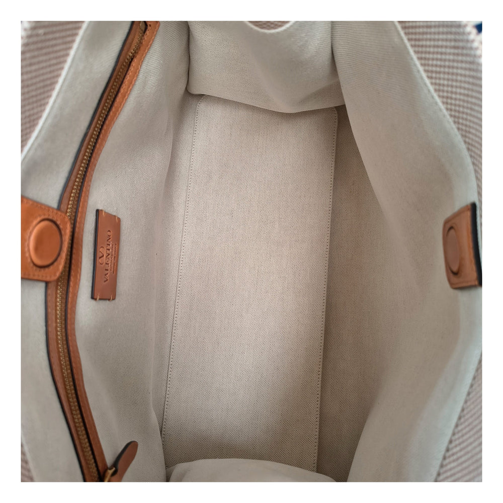 Valentino Garavani Fabric Shoulder Bag in Beige