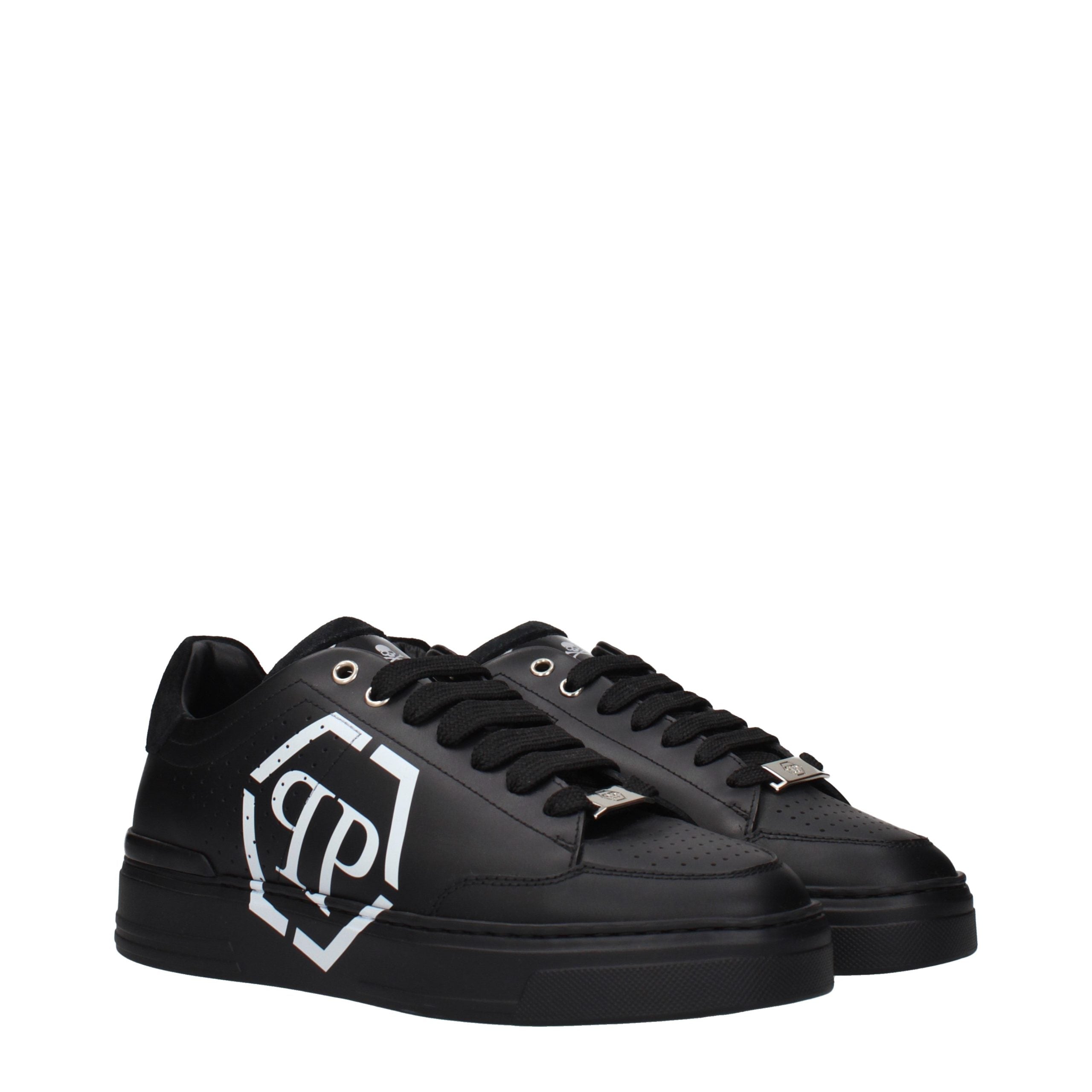 Philipp Plein Black Leather Low-Top Sneakers