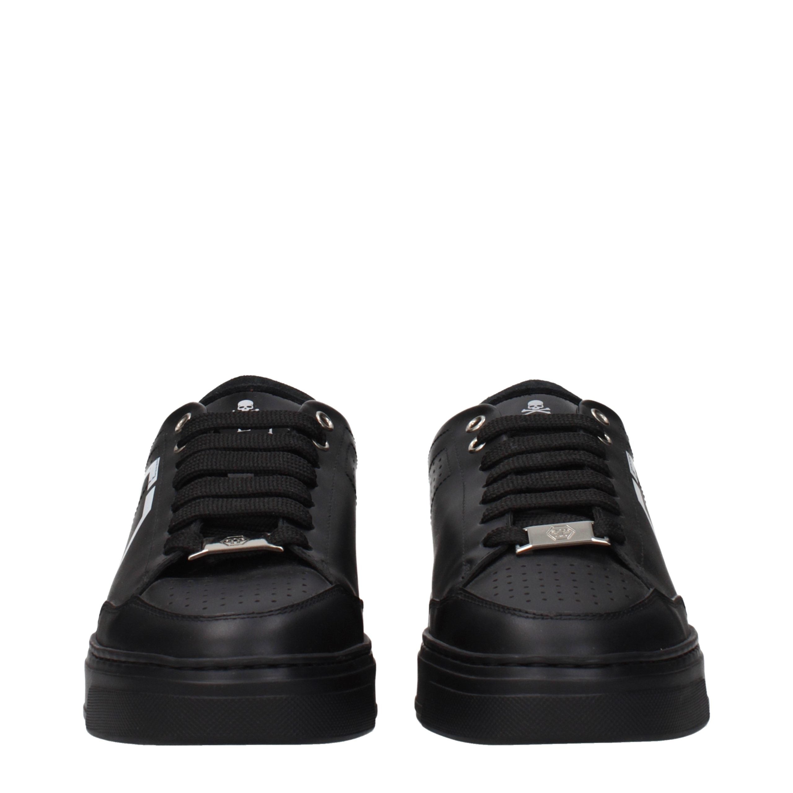 Philipp Plein Black Leather Low-Top Sneakers