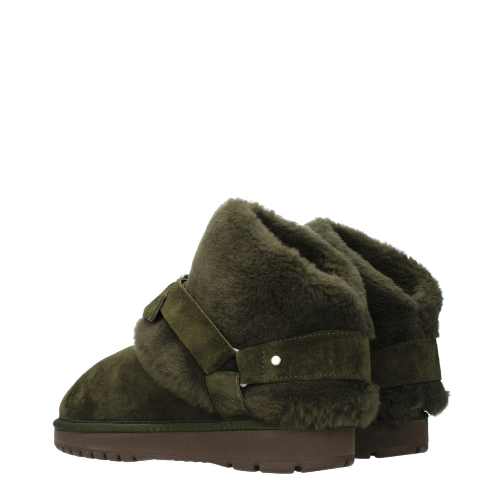 Burberry Suede Shearling-Lined Ankle Boots in Green