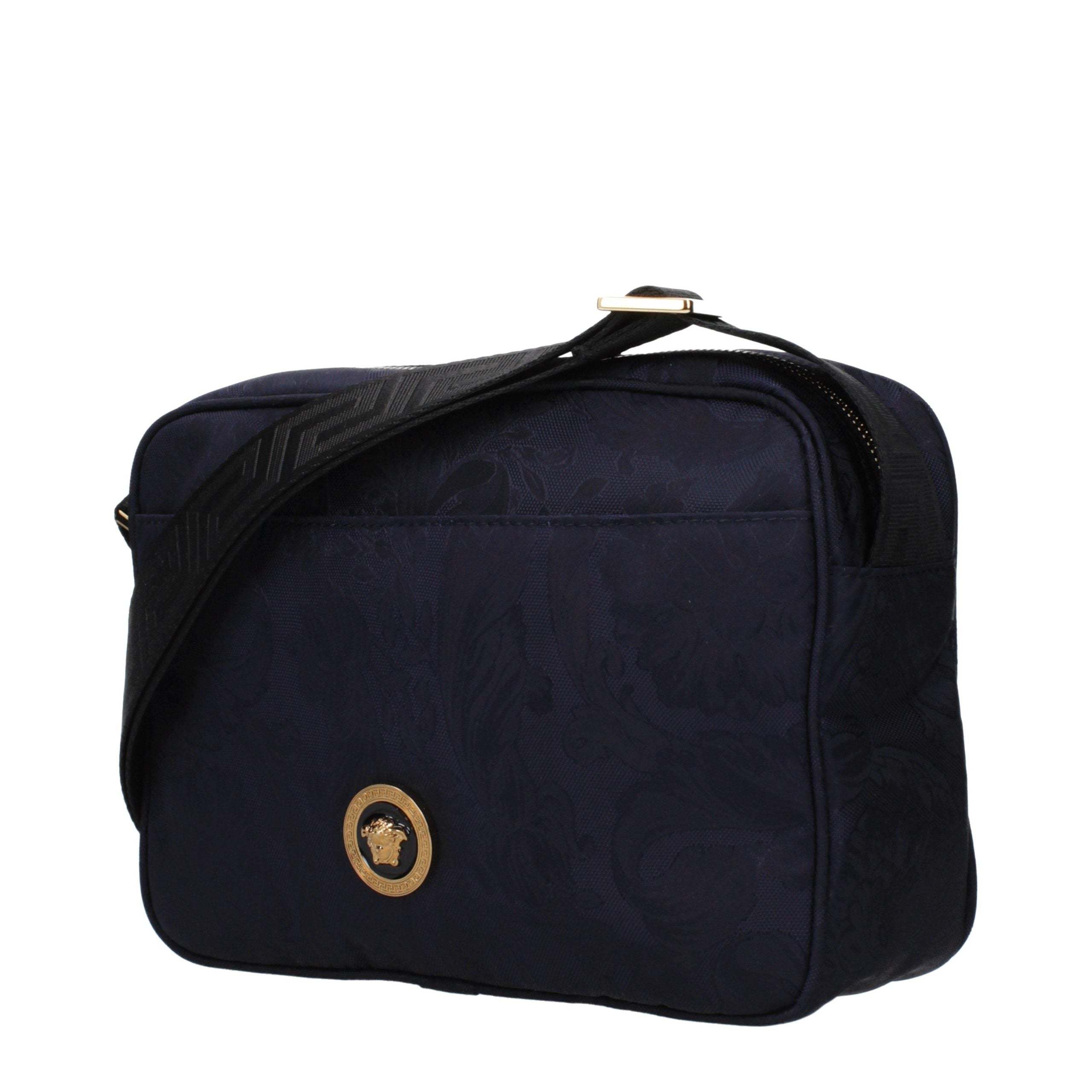 Versace Crossbody Bag in Textured Fabric in Blue