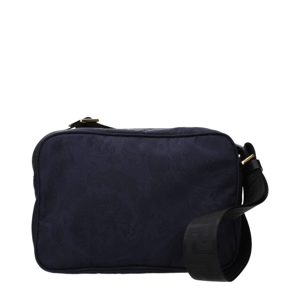 Versace Crossbody Bag in Textured Fabric in Blue