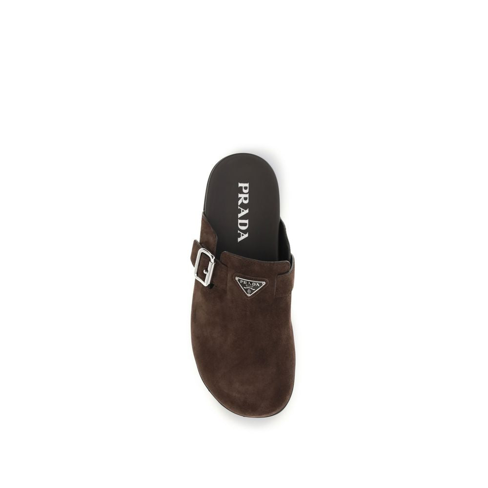 Prada Calf Leather Mules in Brown