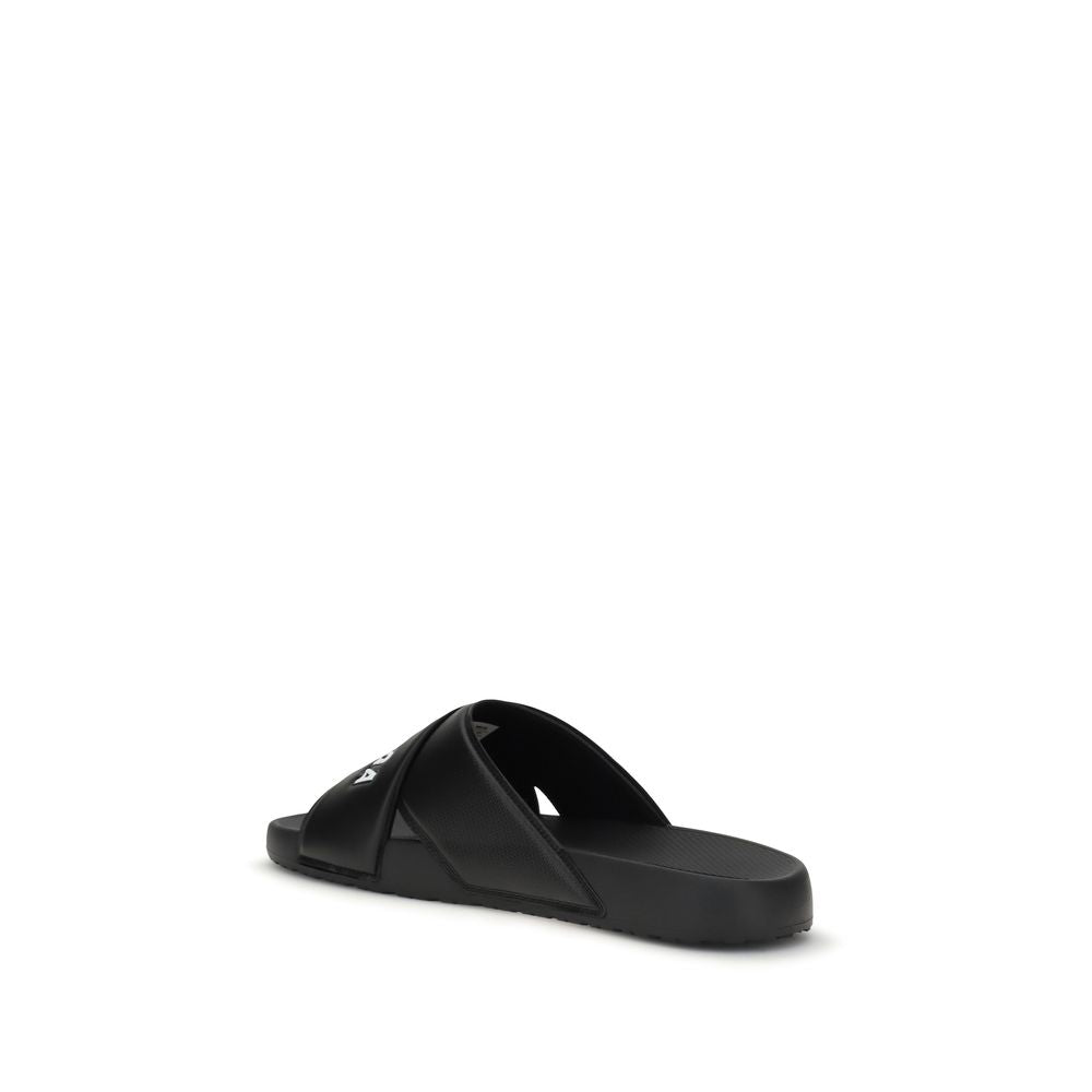 Balenciaga Rubber Cross Slides in Black