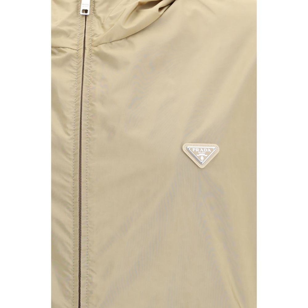 Prada Recycled Polyamide Shell Jacket in Beige
