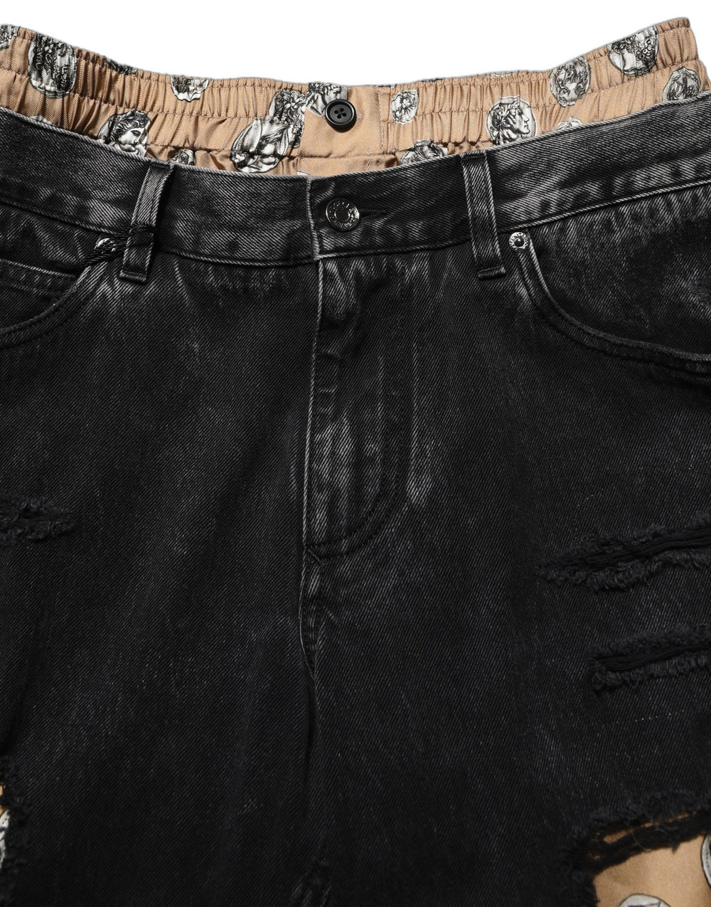 Dolce & Gabbana Black Distressed Cotton Straight Jeans