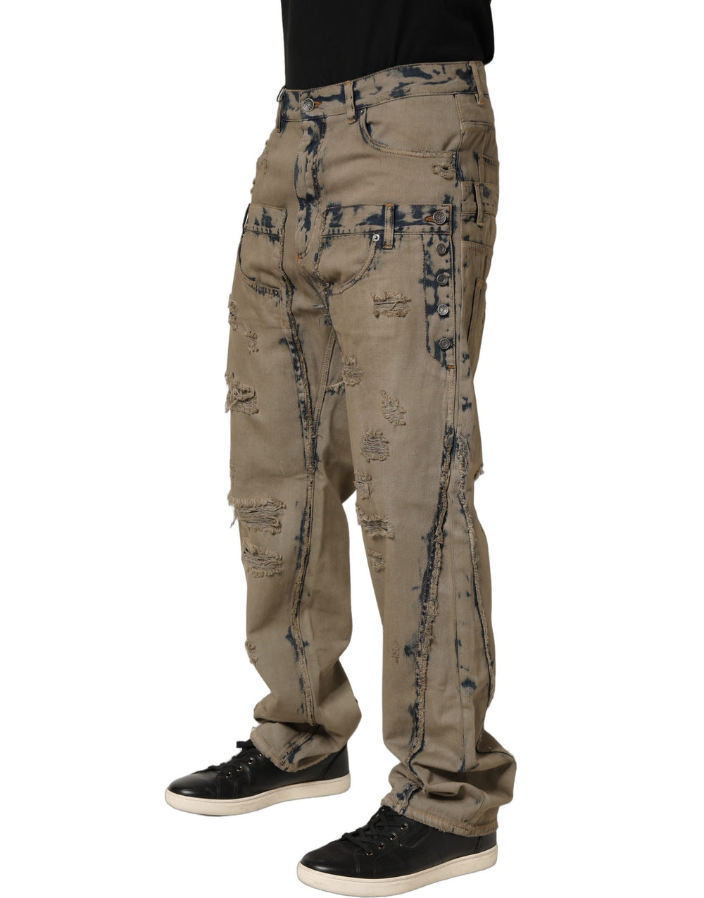 Dolce & Gabbana Bleached Deconstructed Denim Jeans in Beige