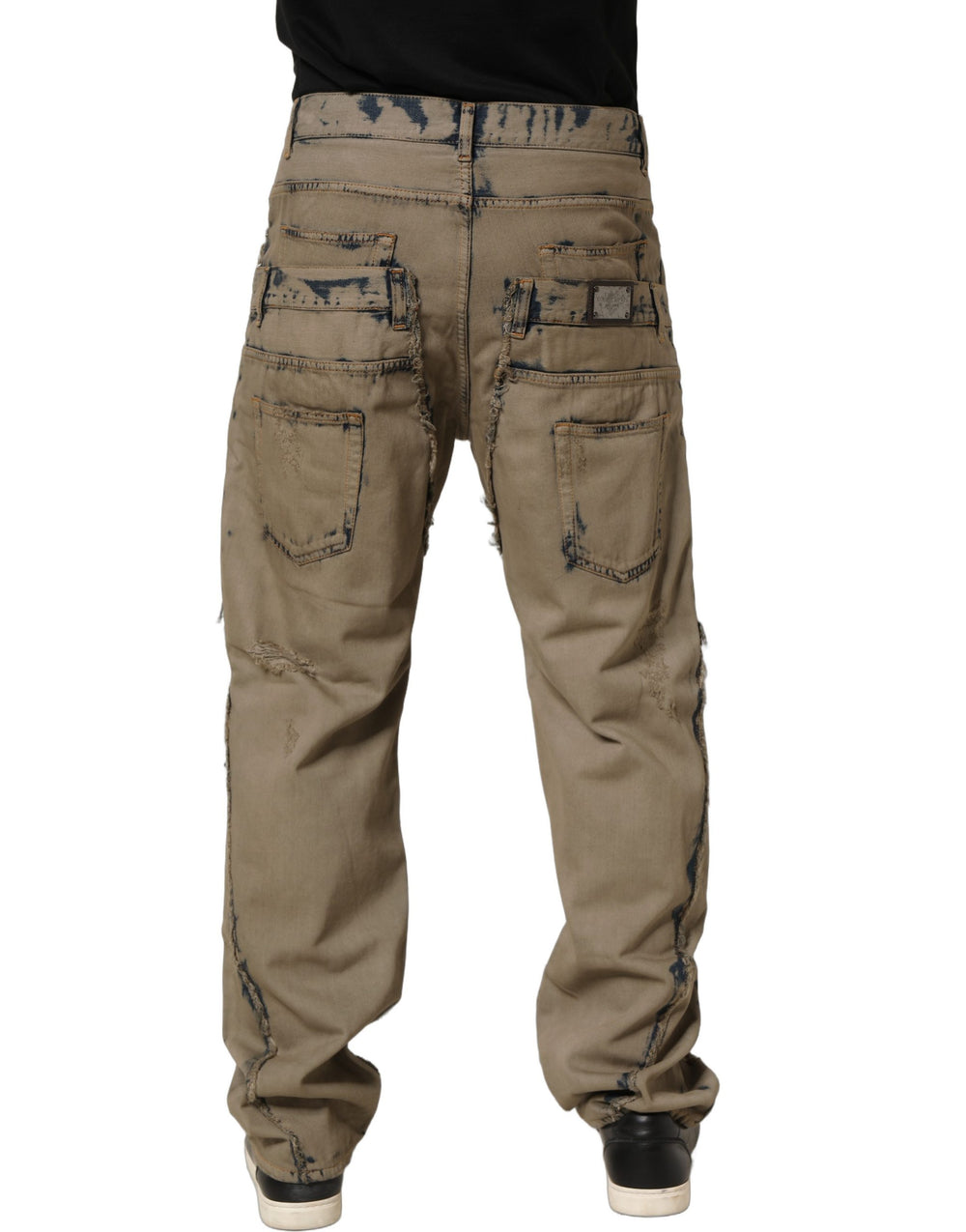Dolce & Gabbana Bleached Deconstructed Denim Jeans in Beige