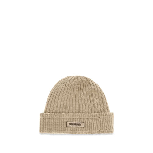 Burberry 100% Merino Wool Ribbed Beanie in Beige mens luxury fashion - Mens Edit