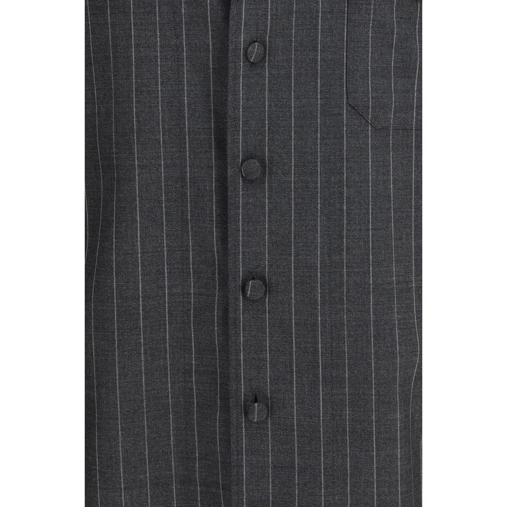 Dolce & Gabbana 100% Wool Pinstripe Dress Shirt in Gray