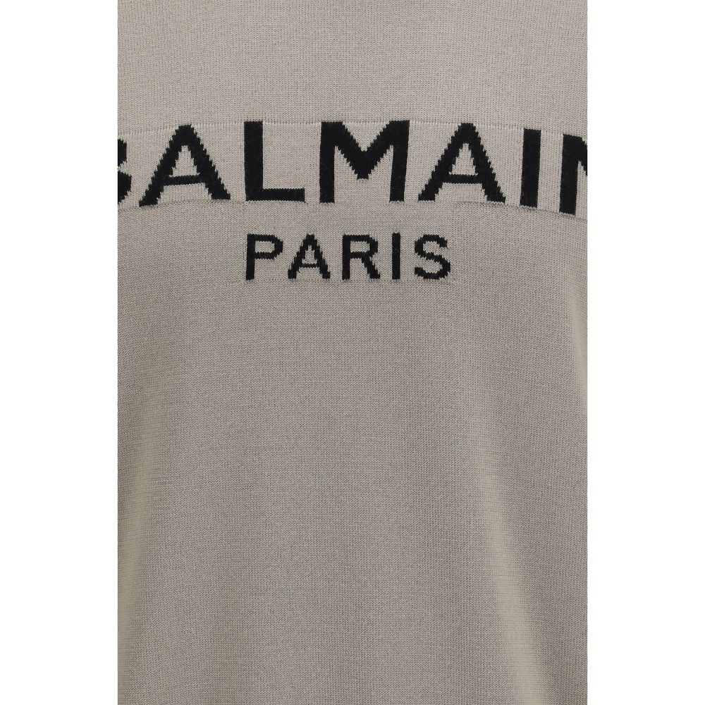 Balmain Merino Wool Bicolor Crewneck Sweater