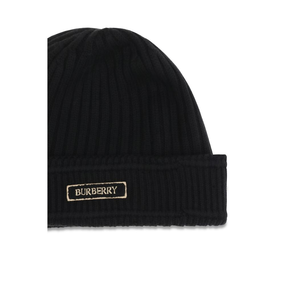 Burberry 100% Merino Wool Beanie in Black