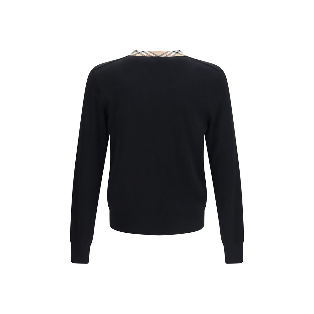 Burberry 100% Merino Wool V-Neck Sweater in Black