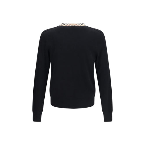 Burberry Πουλόβερ V-Neck από 100% merino μαλλί σε Μαύρο