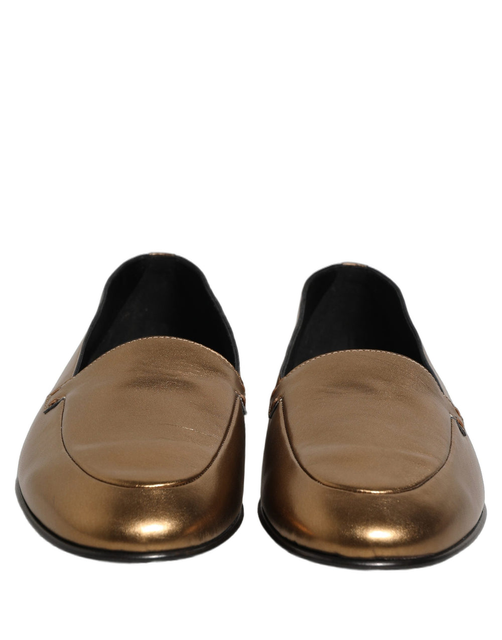 Dolce & Gabbana Gold Leather Loafers