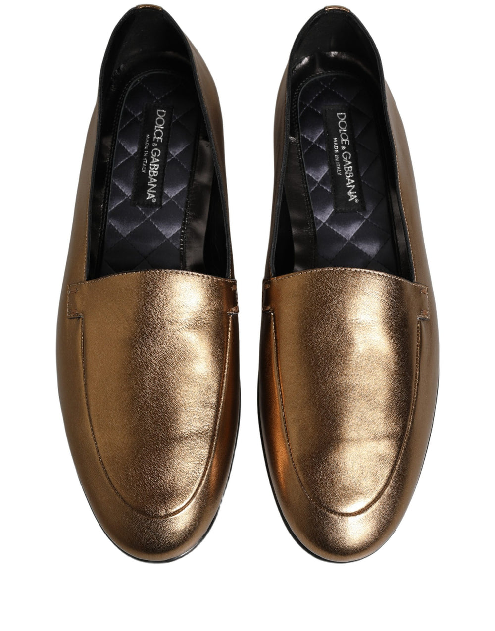 Dolce & Gabbana Gold Leather Loafers