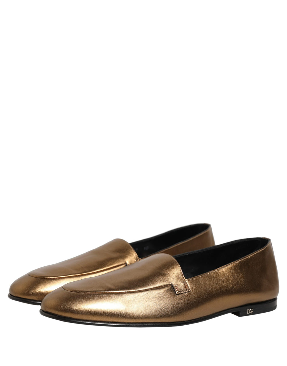 Dolce & Gabbana Gold Leather Loafers