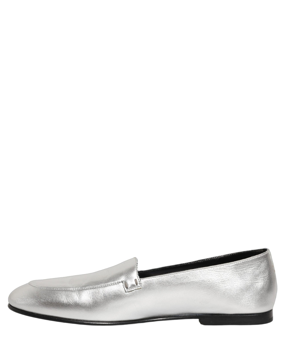 Dolce & Gabbana Silver Leather Slip-On Loafers