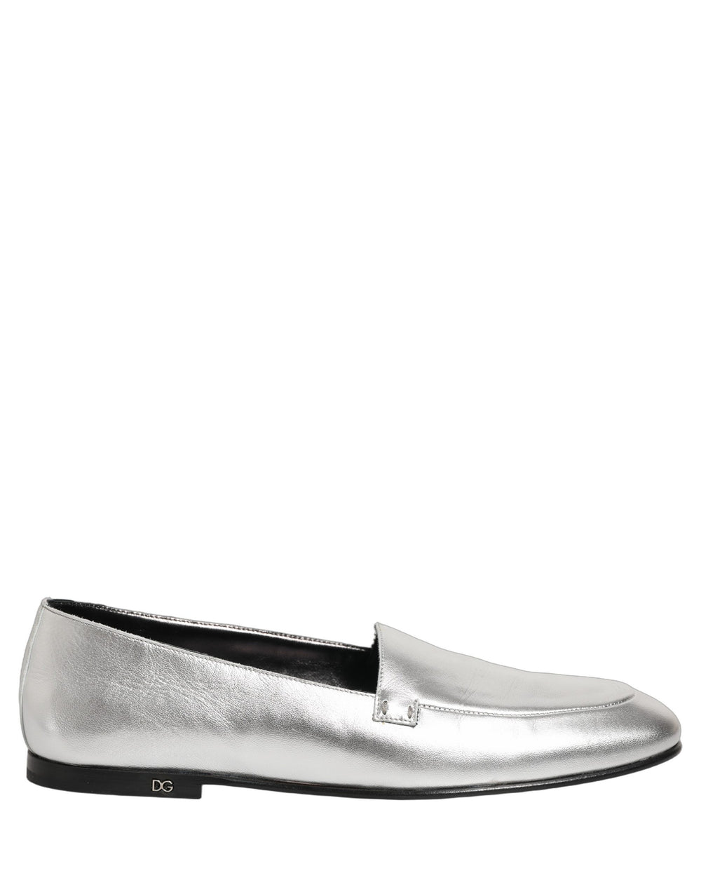 Dolce & Gabbana Silver Leather Slip-On Loafers