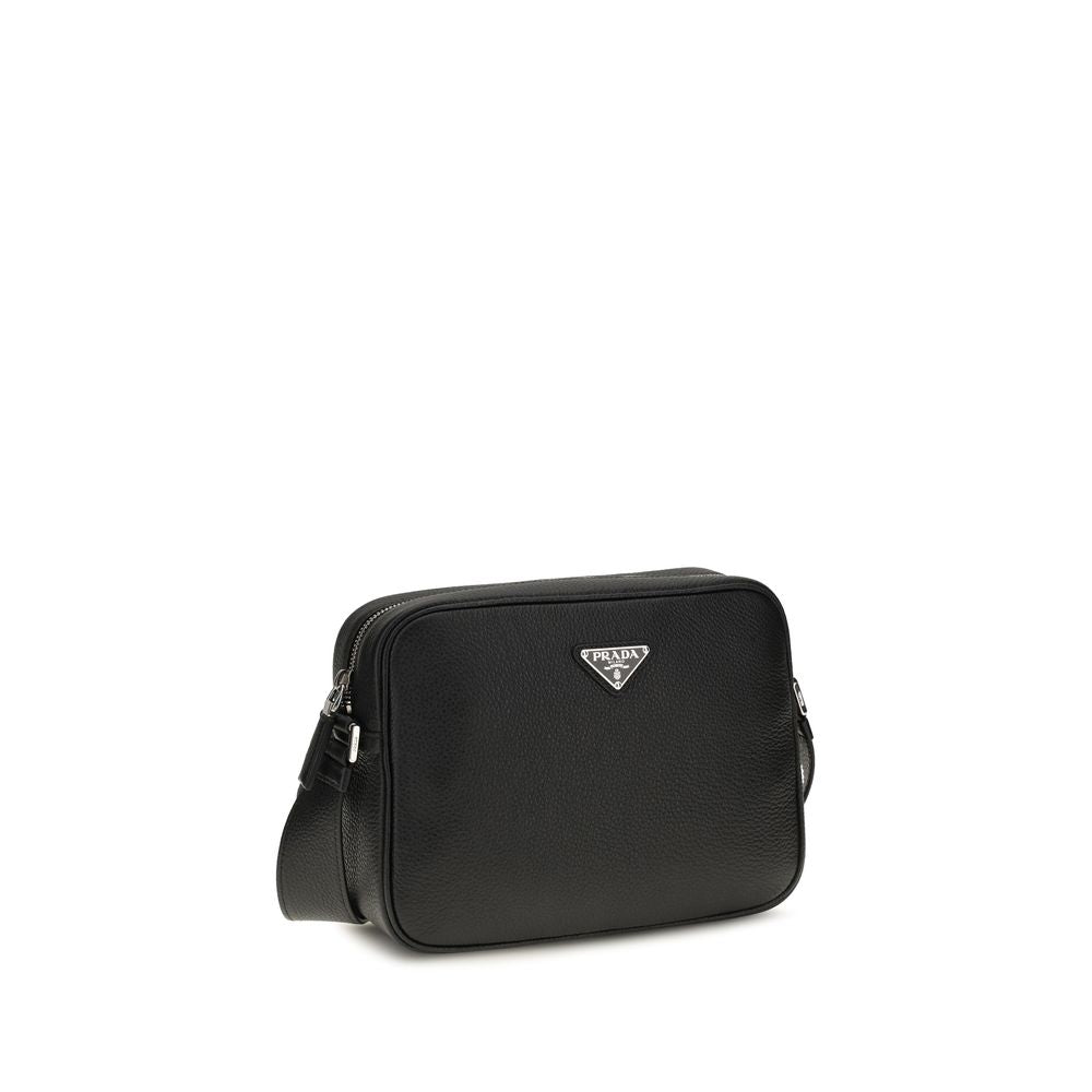Prada Calf Leather Shoulder Bag in Black