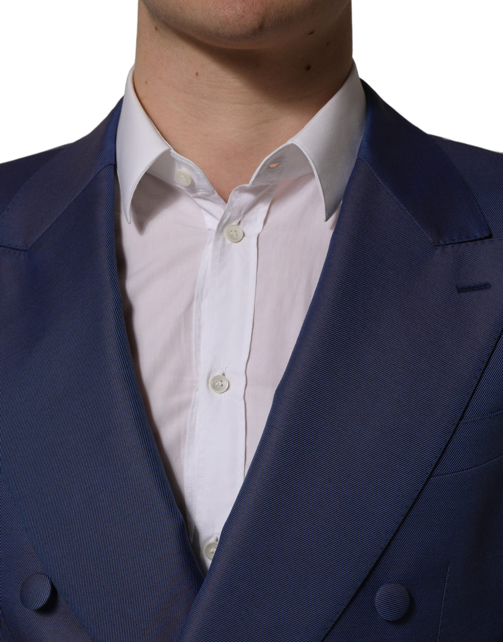 Dolce & Gabbana Virgin Wool Blend Double-Breasted Blazer in Blue
