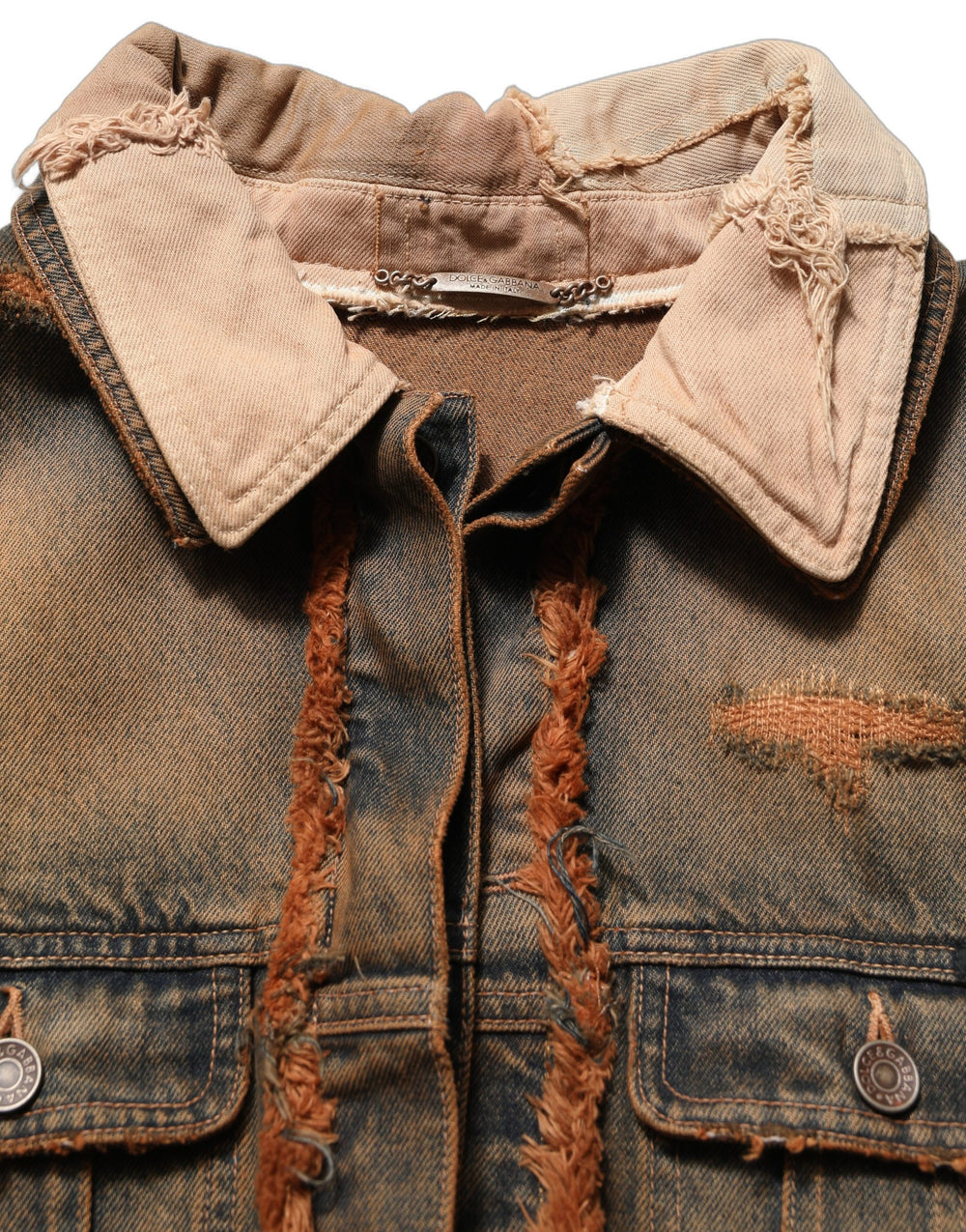 Dolce & Gabbana Multicolour Raw Cut Panelled Denim Jacket