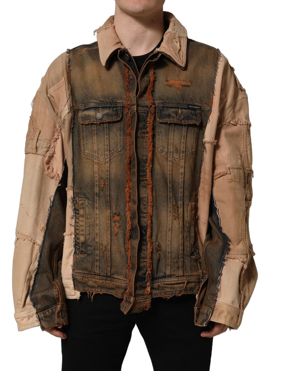 Dolce & Gabbana Multicolour Raw Cut Panelled Denim Jacket