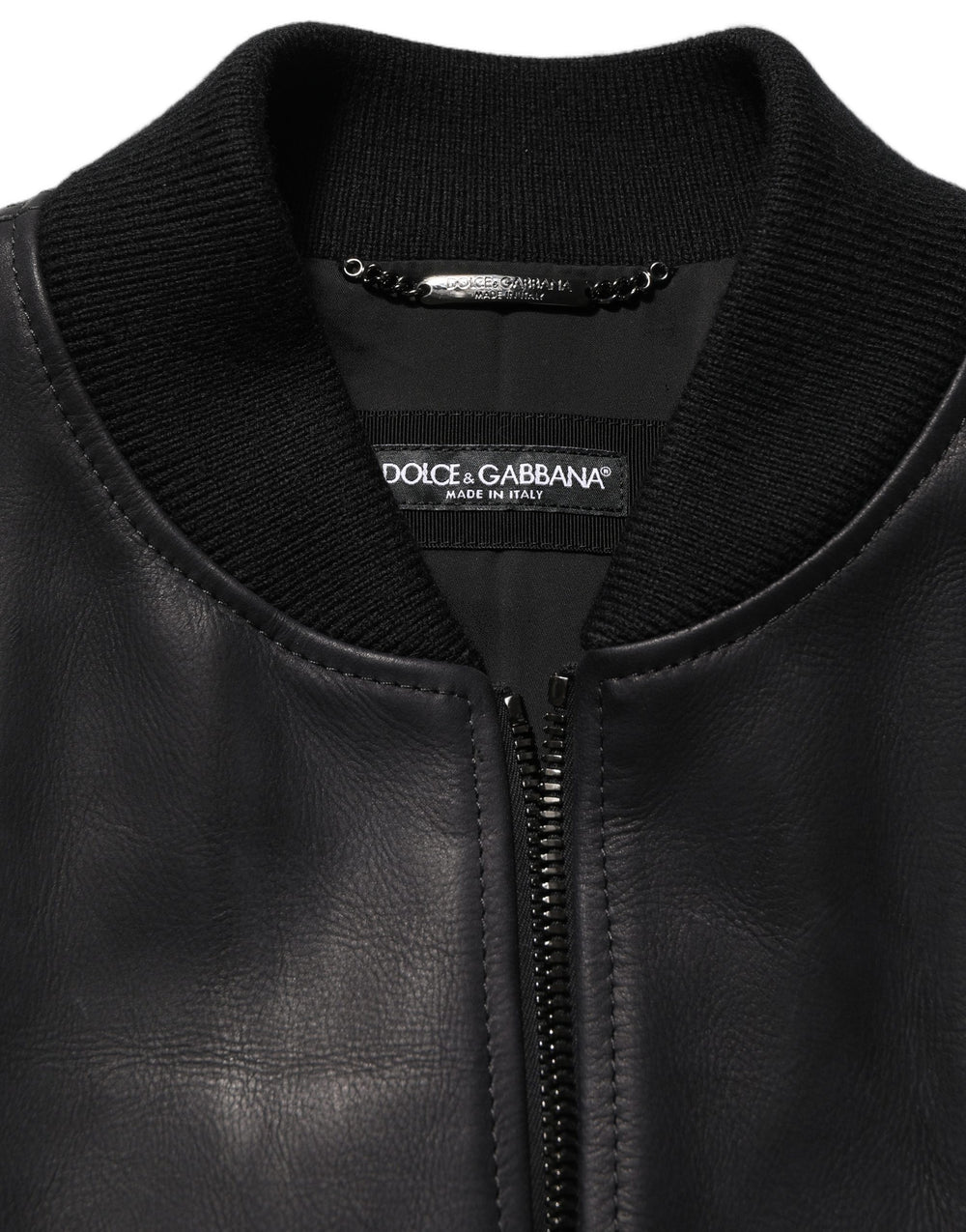 Dolce & Gabbana Calf Leather Biker Jacket in Black