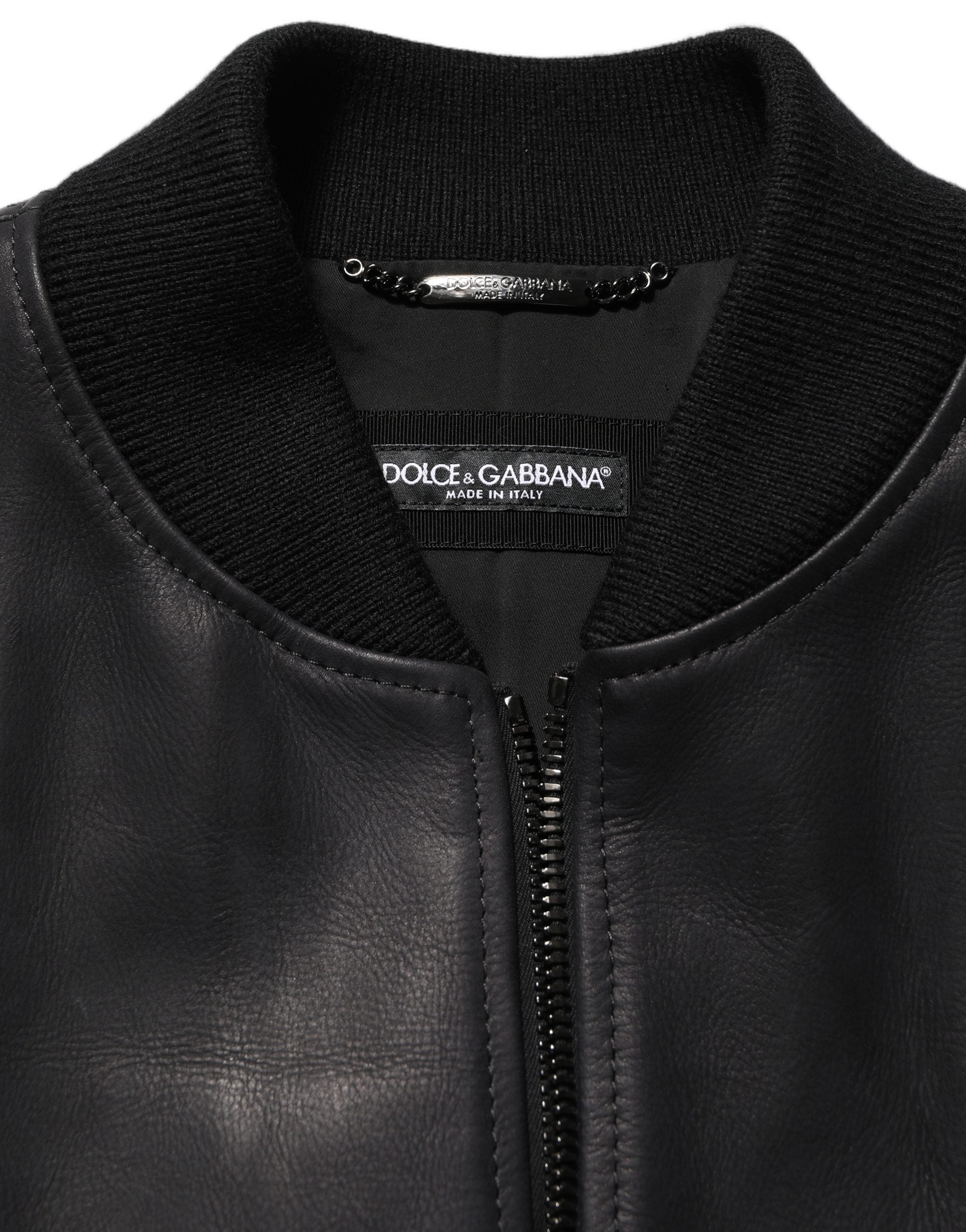 Dolce & Gabbana Biker Jacket από δέρμα μοσχαριού σε Μαύρο