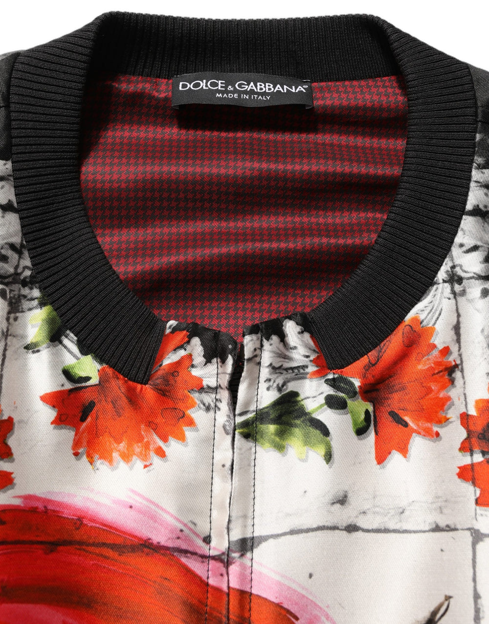 Dolce & Gabbana 100% Silk Majolica Bull Print Bomber Jacket in Multicolor