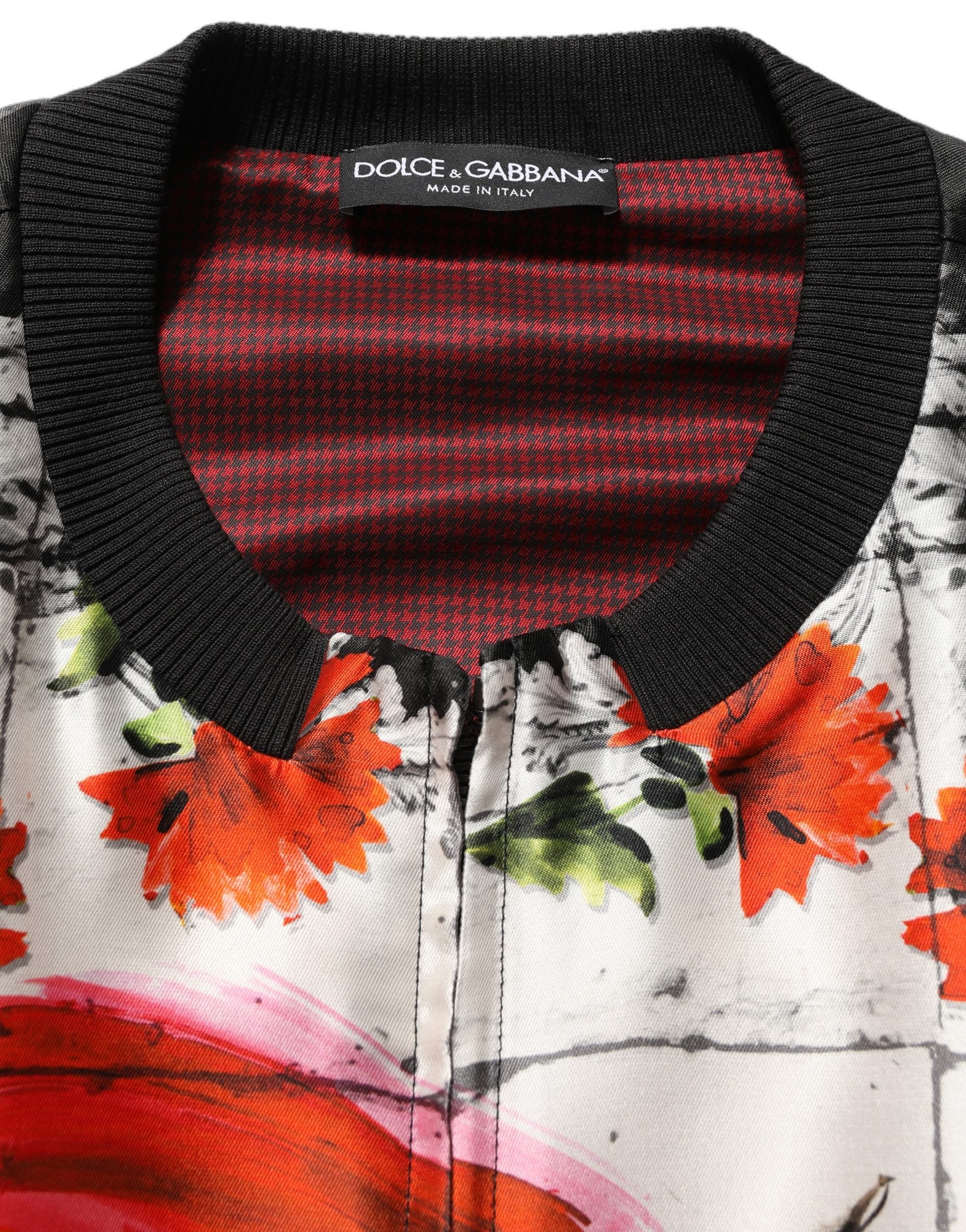 Dolce & Gabbana Bomber Jacket από 100% μετάξι με Majolica Bull Print σε Πολύχρωμο