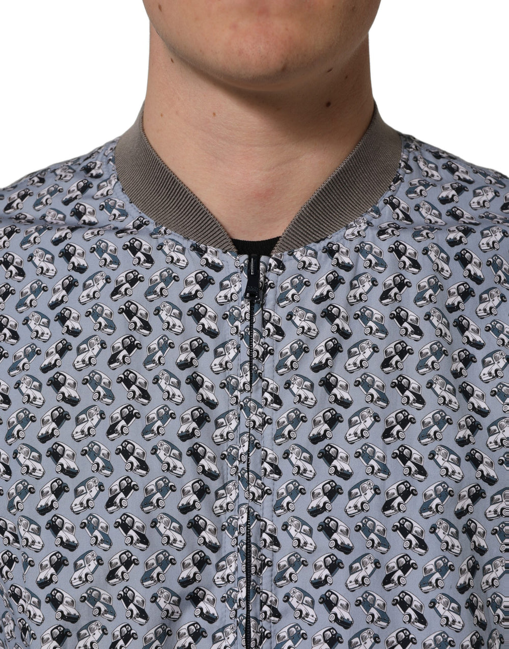 Dolce & Gabbana Cotton Car Print Bomber Jacket in Light Blue