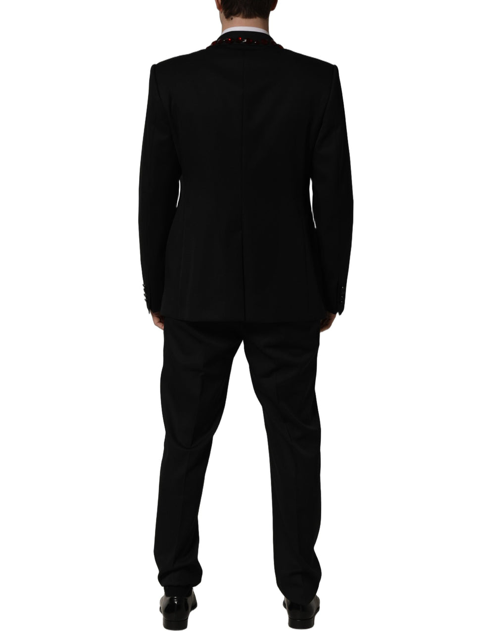 Dolce & Gabbana Crystal-Embellished Wool-Silk Two-Piece Suit in Black