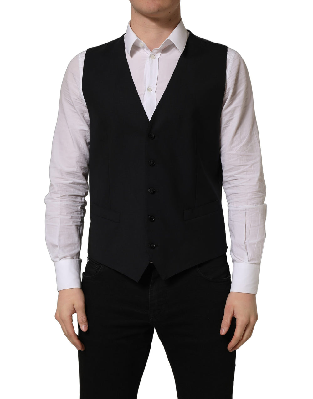 Dolce & Gabbana Virgin Wool Waistcoat in Black