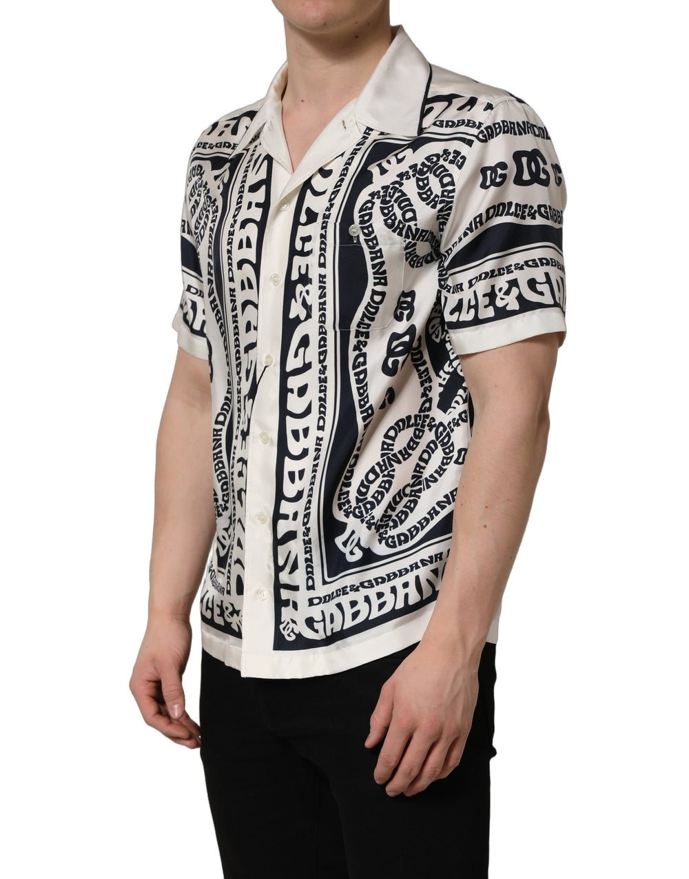 Dolce & Gabbana 100% Silk Shirt in Black and White