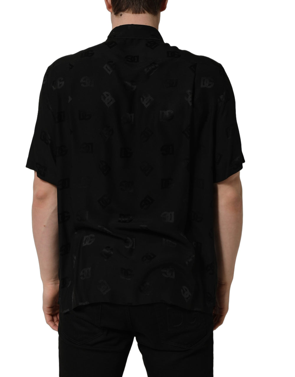 Dolce & Gabbana 100% Silk Short-Sleeve Shirt in Black