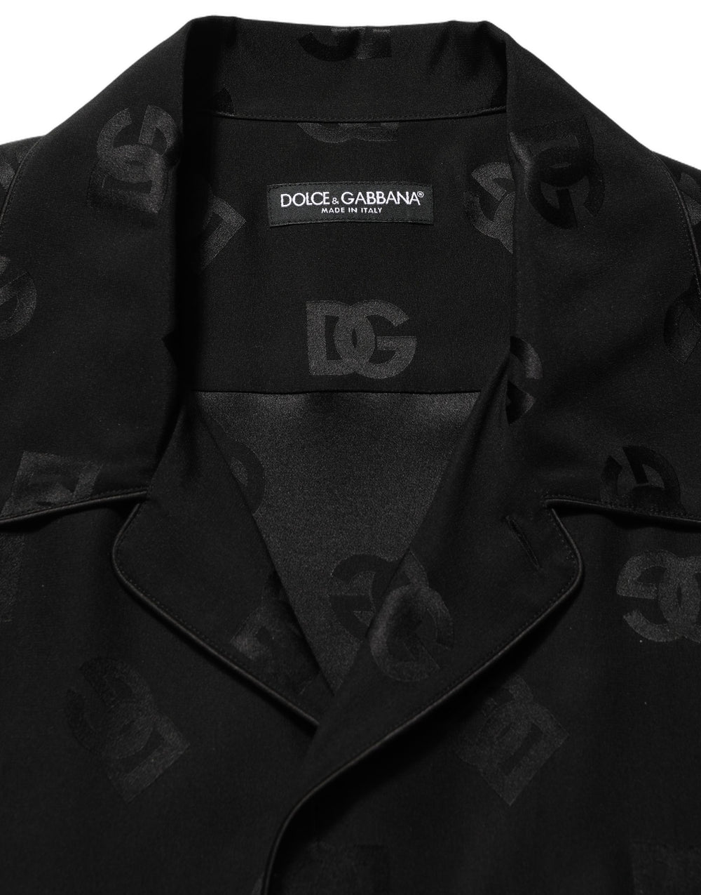 Dolce & Gabbana 100% Silk Short-Sleeve Shirt in Black