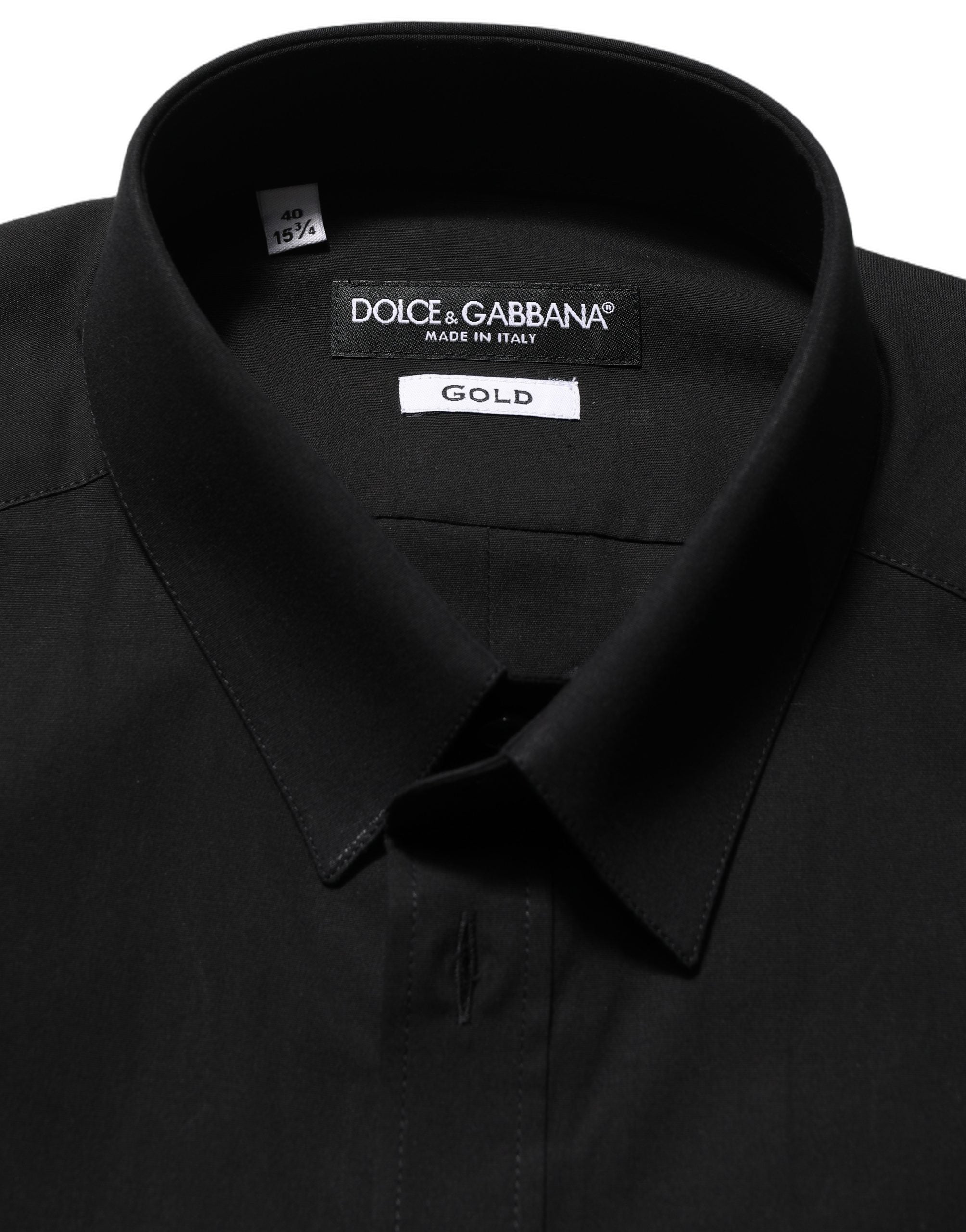 Dolce & Gabbana Βαμβακερό Stretch Dress Shirt GOLD Fit σε Μαύρο