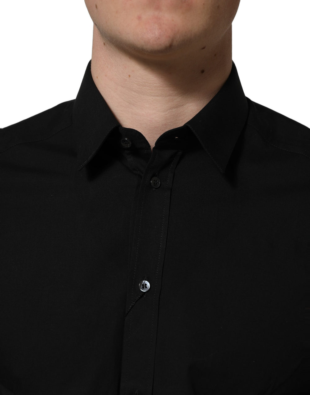 Dolce & Gabbana Cotton Stretch GOLD Fit Dress Shirt in Black