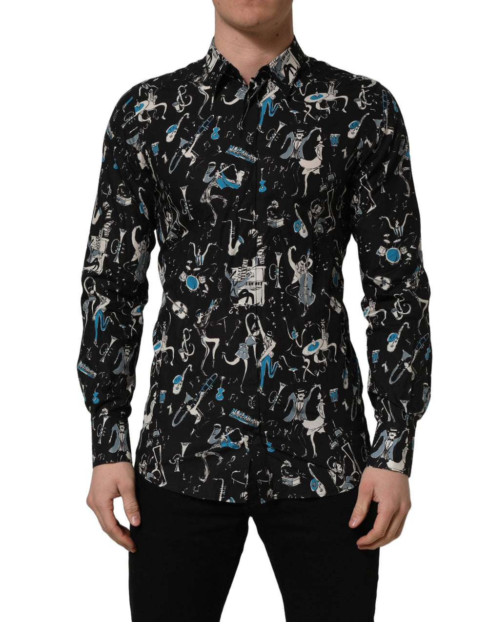 Dolce & Gabbana Jazz Club Cotton Dress Shirt in Black