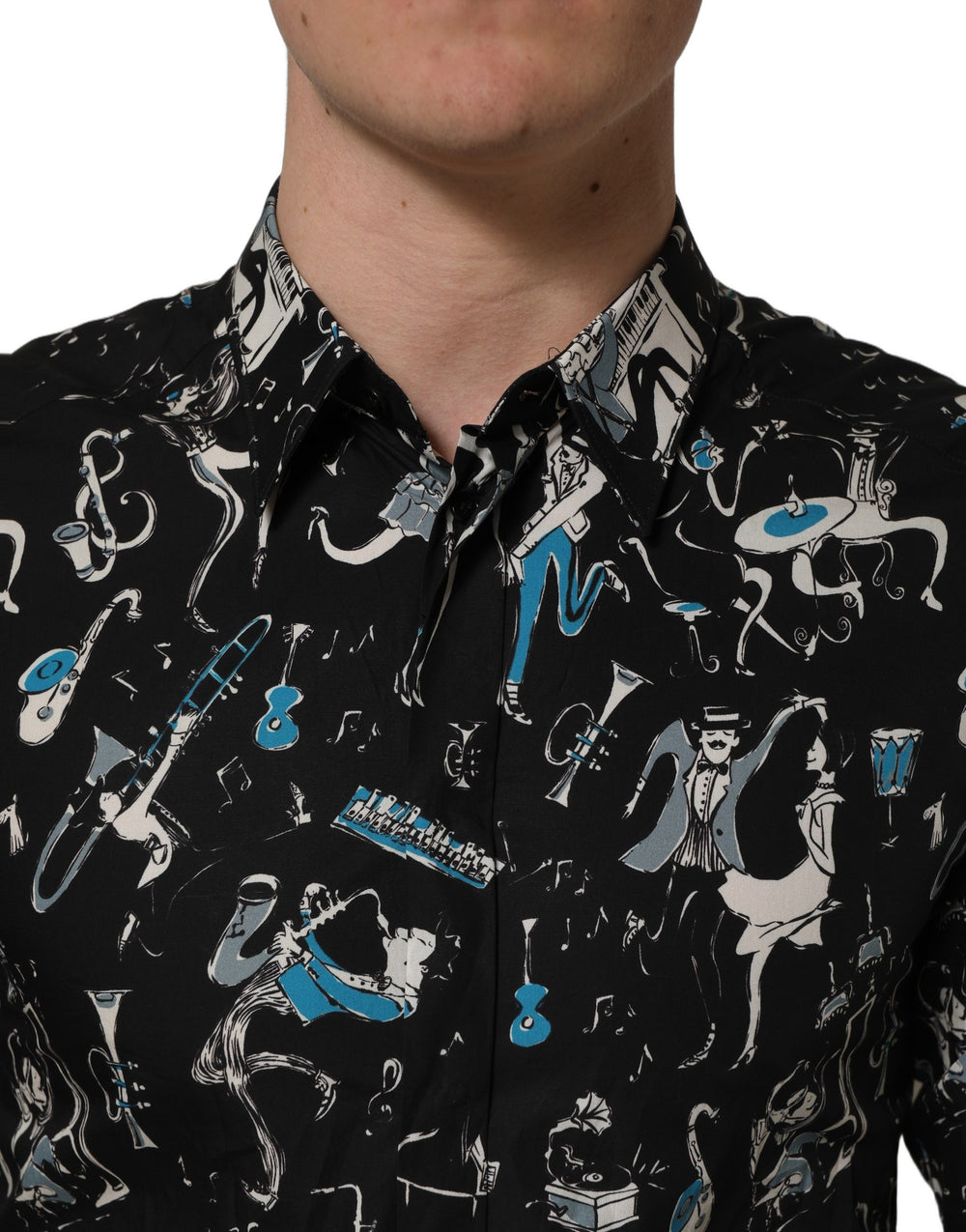 Dolce & Gabbana Jazz Club Cotton Dress Shirt in Black