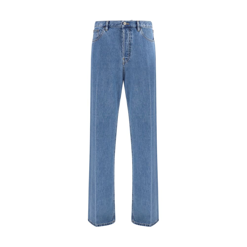 Blue Cotton Straight-Leg Jeans mens luxury fashion - Mens Edit