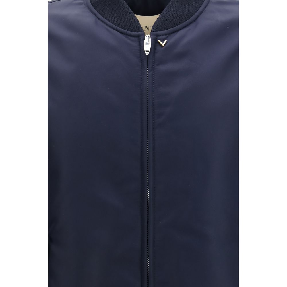 Valentino Polyamide Bomber Jacket in Blue